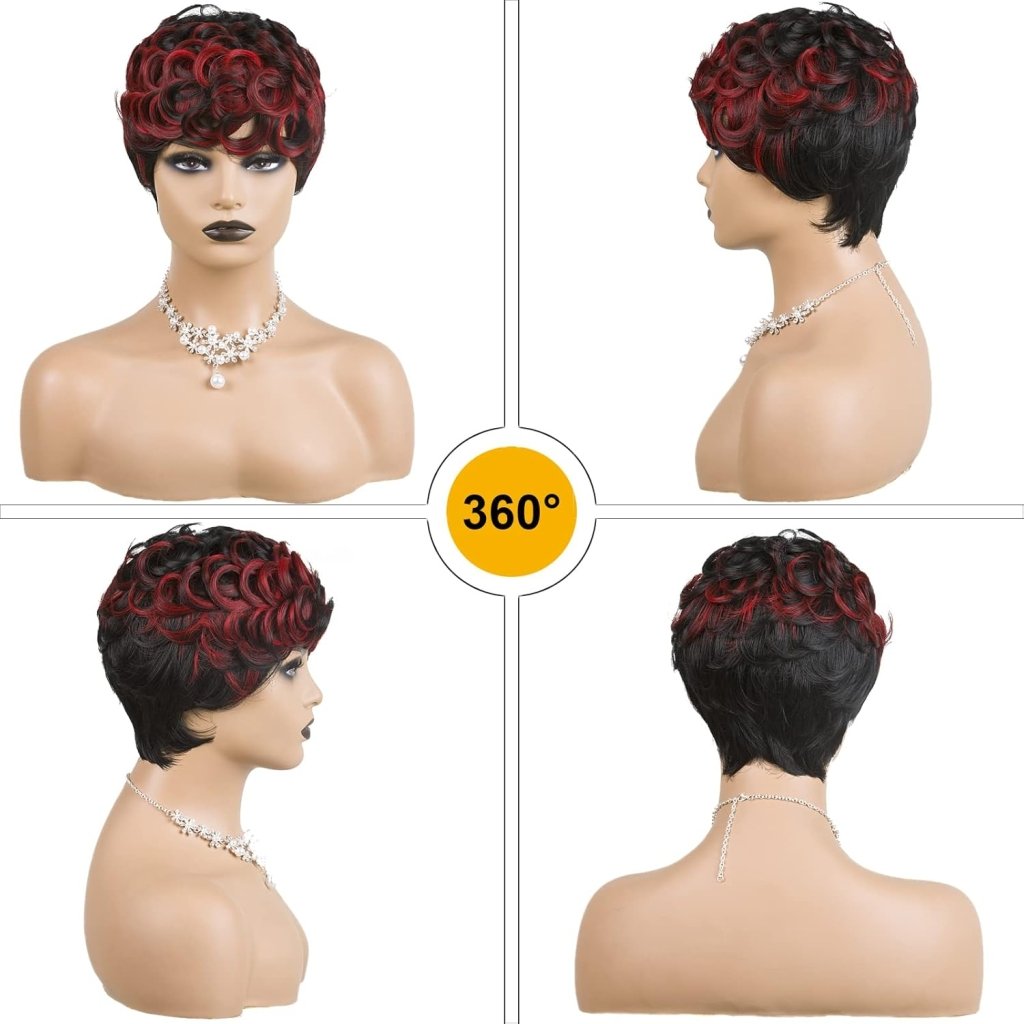 Pixie Cut Wig Short Wigs for Black Women Black Mixed With Grey Human Hair Wigs - Wigtrends