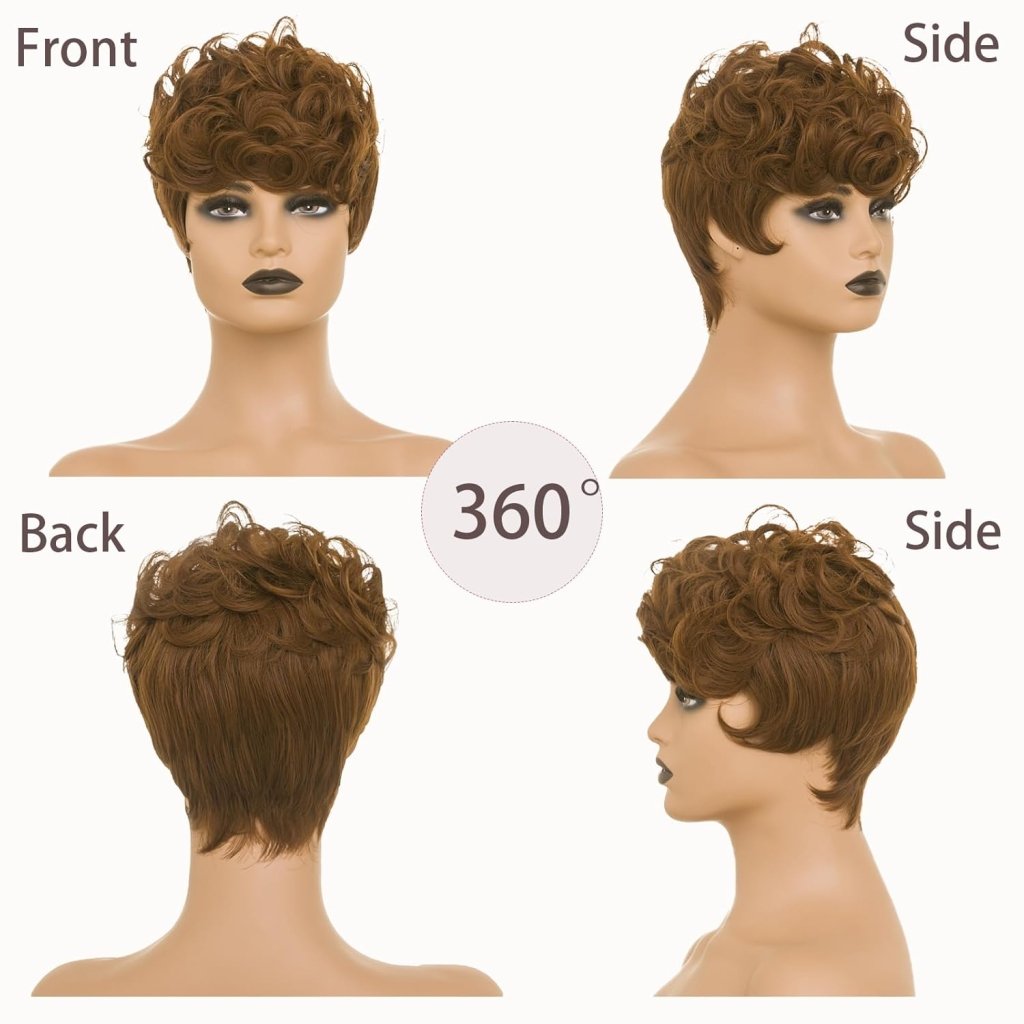 Pixie Cut Wig Short Wigs for Black Women Black Mixed With Grey Human Hair Wigs - Wigtrends