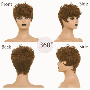 Pixie Cut Wig Short Wigs for Black Women Black Mixed With Grey Human Hair Wigs - Wigtrends