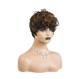 Pixie Cut Wig Short Wigs for Black Women Black Mixed With Grey Human Hair Wigs - Wigtrends