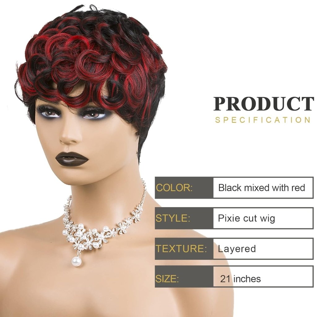 Pixie Cut Wig Short Wigs for Black Women Black Mixed With Grey Human Hair Wigs - Wigtrends