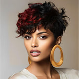 Pixie Cut Wig Short Wigs for Black Women Black Mixed With Grey Human Hair Wigs - Wigtrends