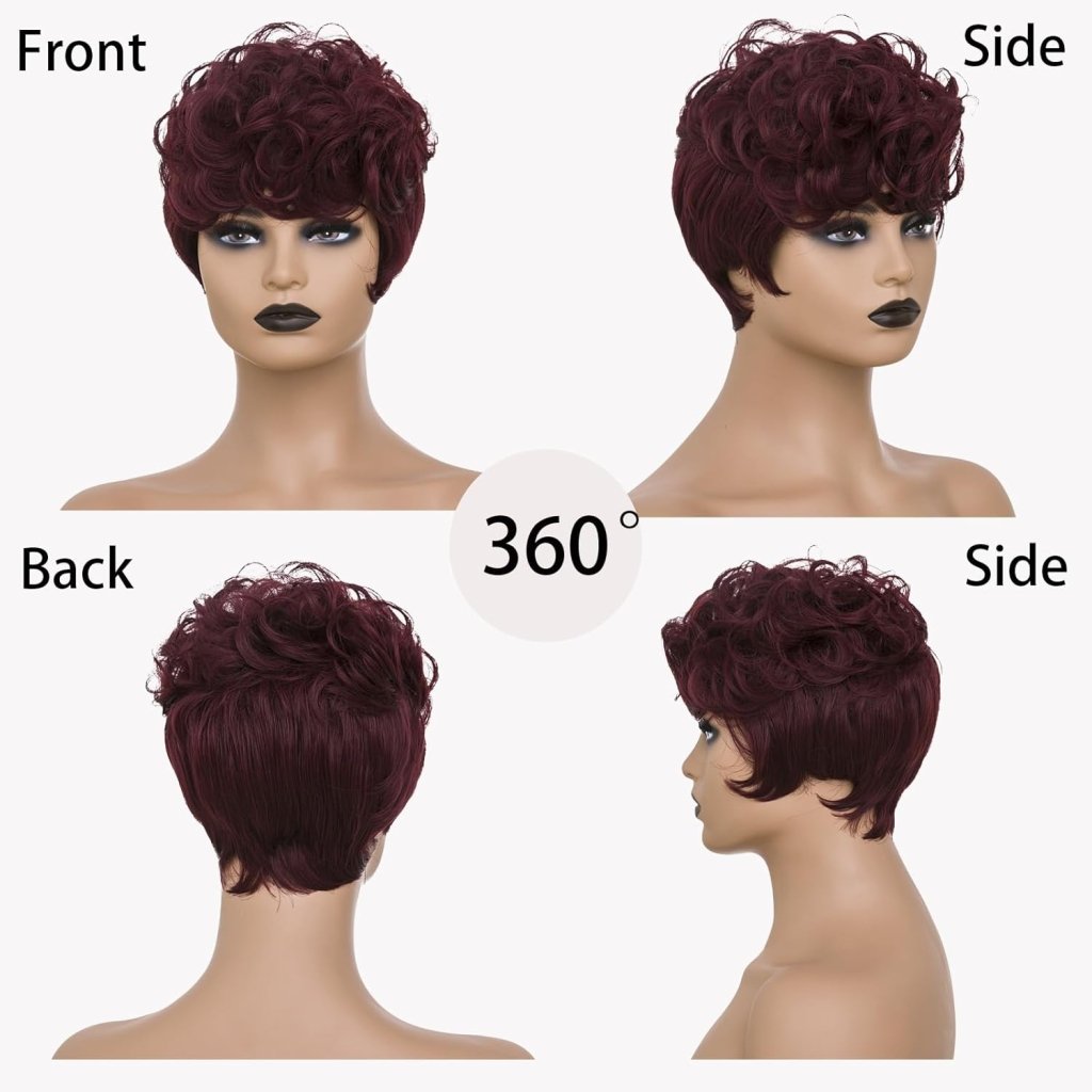 Pixie Cut Wig Short Wigs for Black Women Black Mixed With Grey Human Hair Wigs - Wigtrends