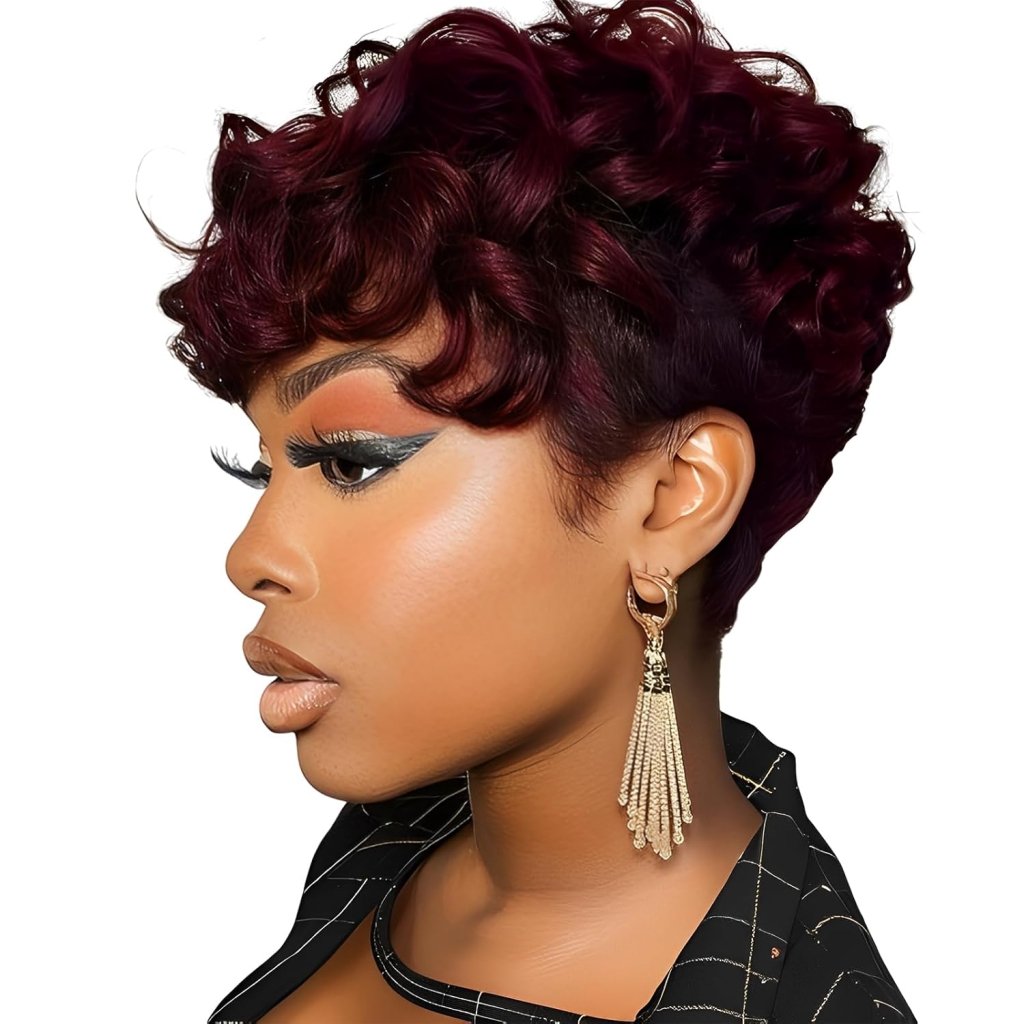 Pixie Cut Wig Short Wigs for Black Women Black Mixed With Grey Human Hair Wigs - Wigtrends