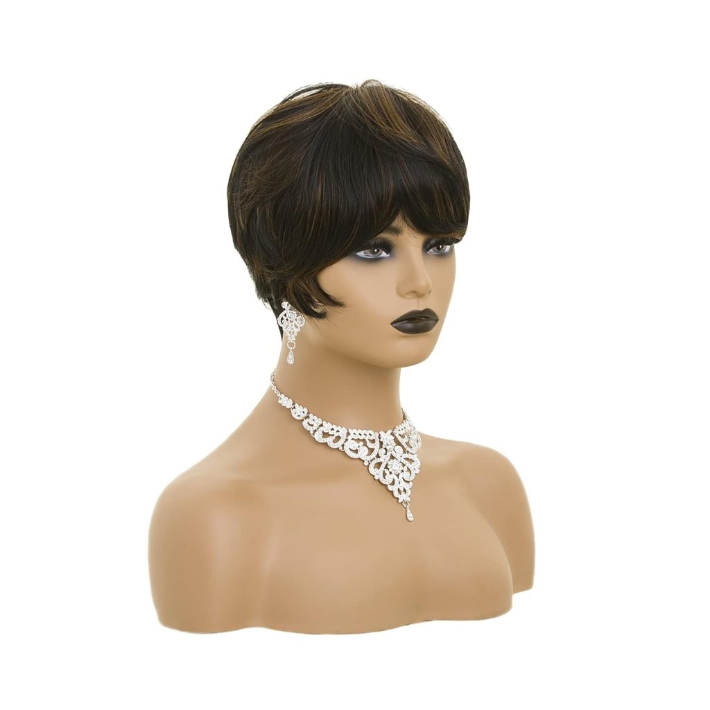 Pixie Cut Wig Short Wigs for Black Women Black Mixed With Grey Human Hair Wigs - Wigtrends