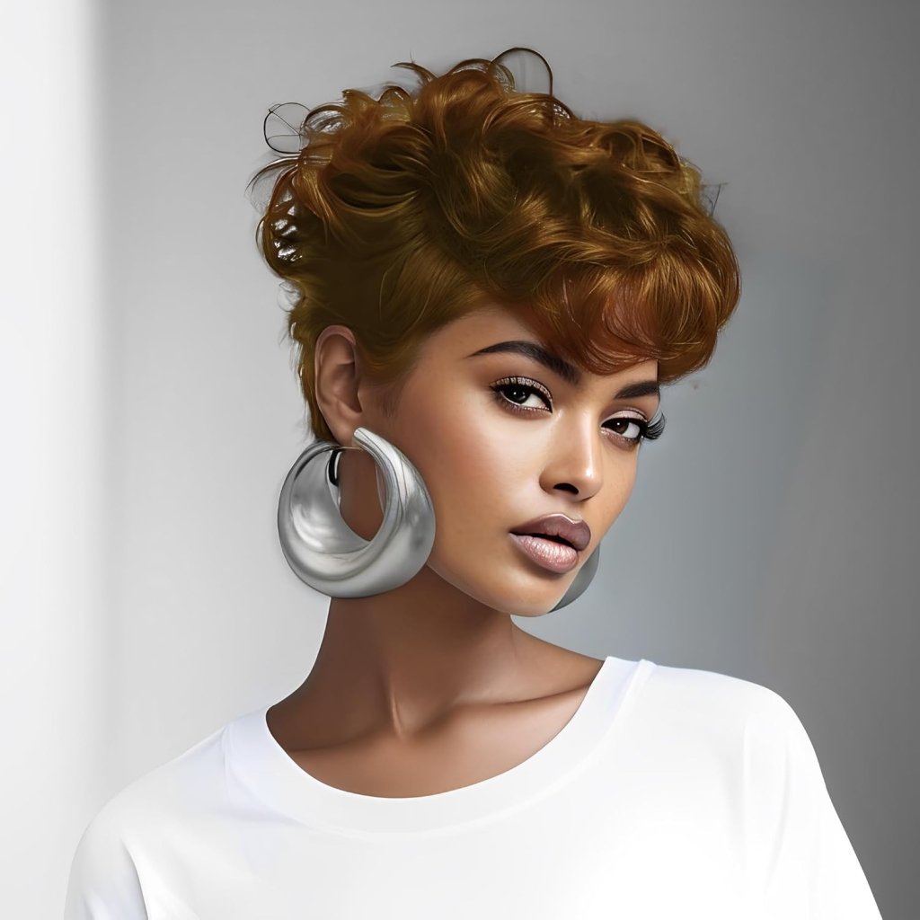 Pixie Cut Wig Short Wigs for Black Women Black Mixed With Grey Human Hair Wigs - Wigtrends