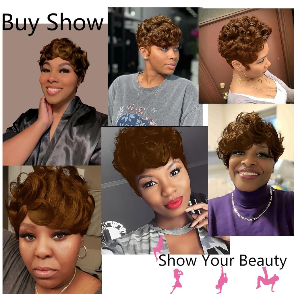 Pixie Cut Wig Short Wigs for Black Women Black Mixed With Grey Human Hair Wigs - Wigtrends