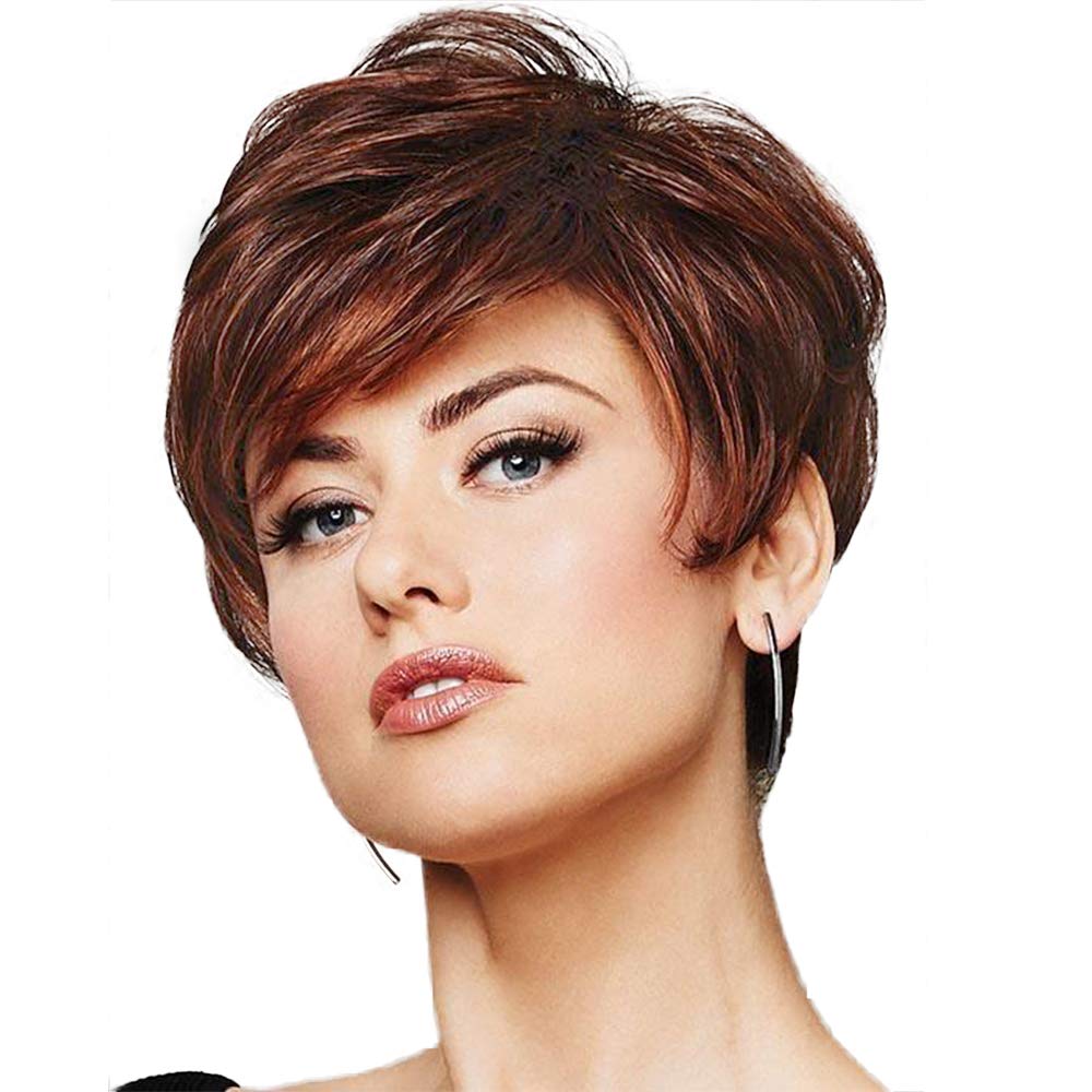 Pixie Cut Wig Short Wigs with Bangs Fiber & Remy Human Hair Wig - Wigtrends