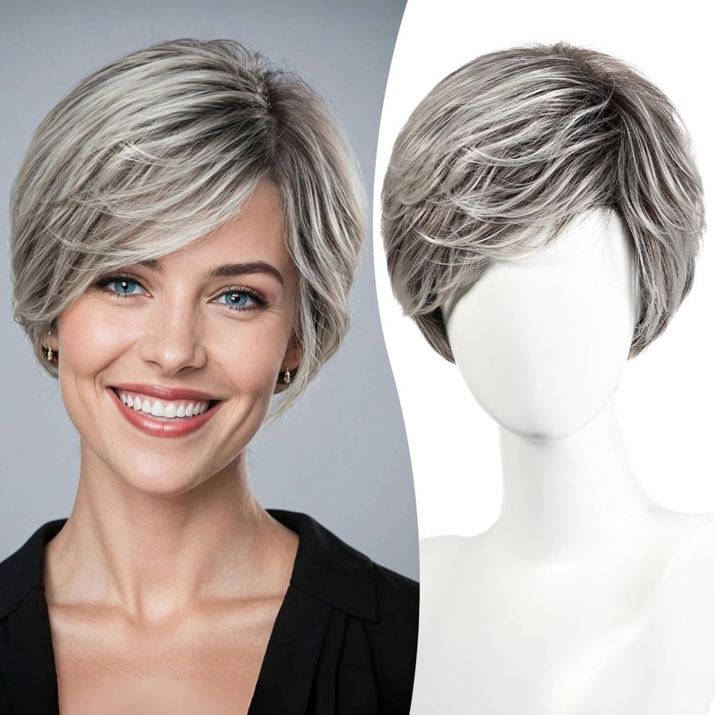 Pixie Cut Wig Short Wigs with Bangs Fiber & Remy Human Hair Wig - Wigtrends