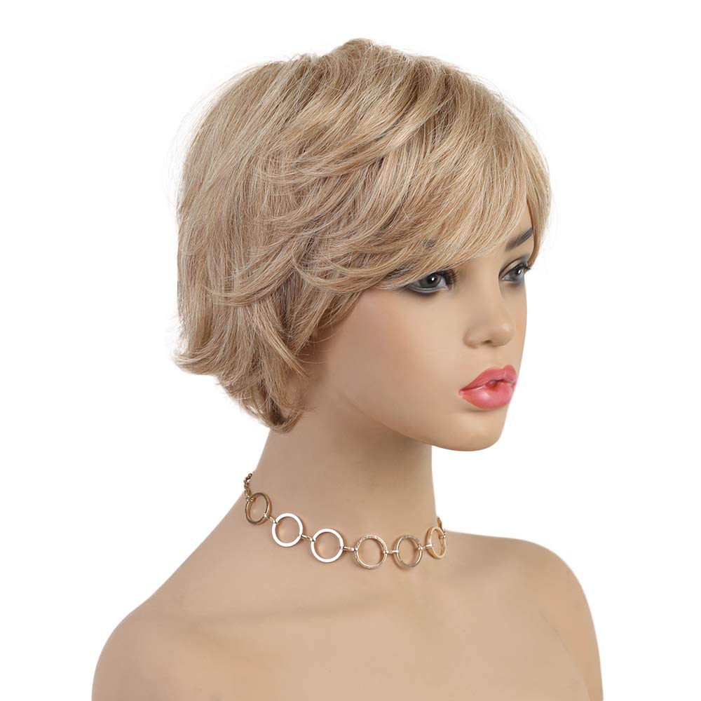 Pixie Cut Wig Short Wigs with Bangs Fiber & Remy Human Hair Wig - Wigtrends