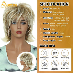 Pixie Layered Short Blonde Wigs for White Women Black Women Human hair - Wigtrends