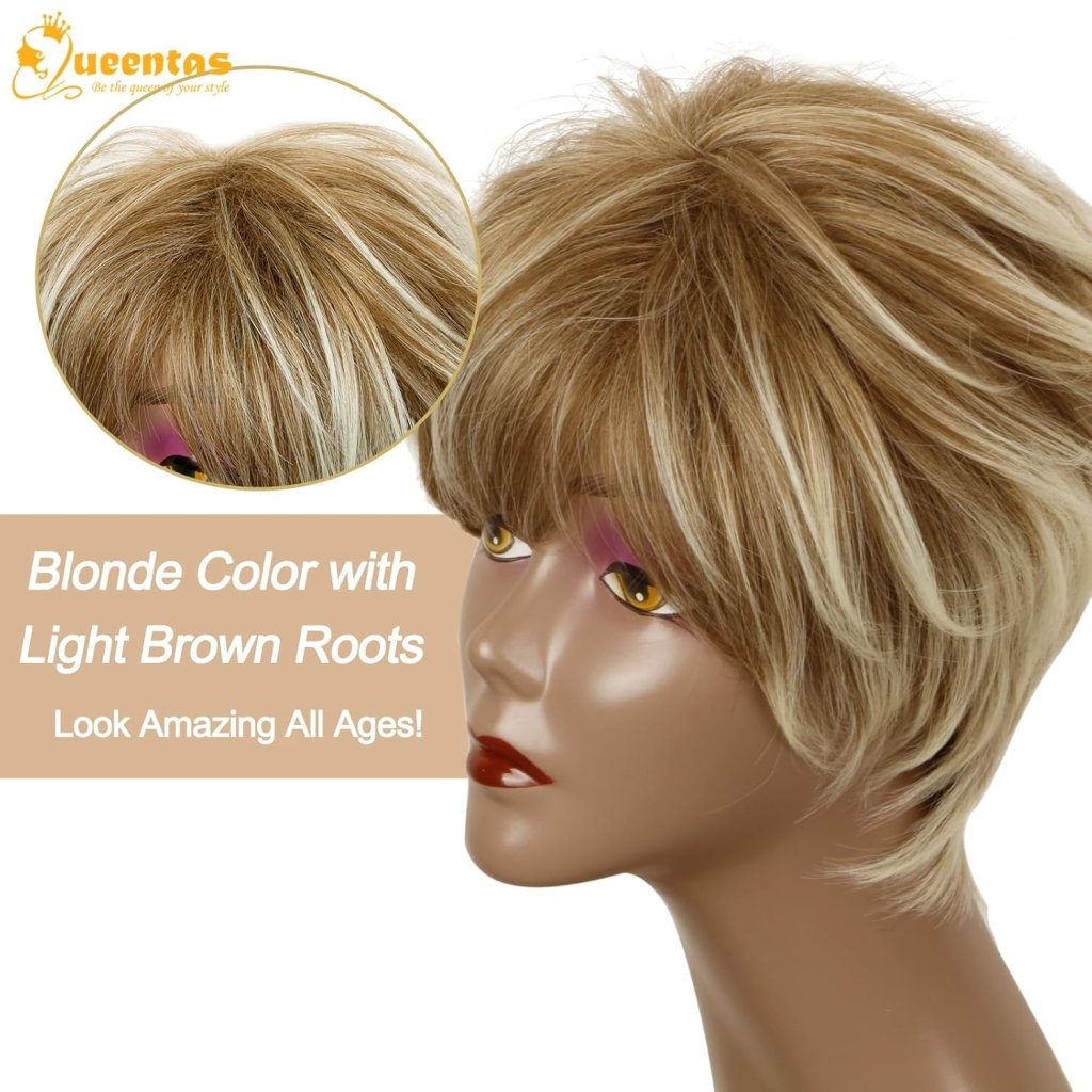 Pixie Layered Short Blonde Wigs for White Women Black Women Human hair - Wigtrends