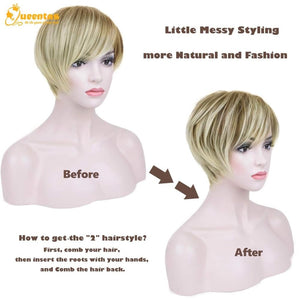 Pixie Layered Short Blonde Wigs for White Women Black Women Human hair - Wigtrends