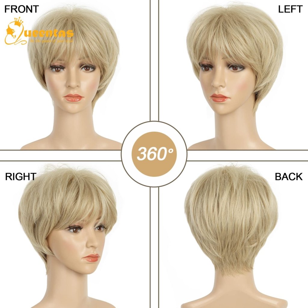 Pixie Layered Short Blonde Wigs for White Women Black Women Human hair - Wigtrends