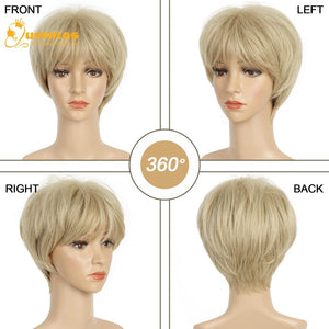 Pixie Layered Short Blonde Wigs for White Women Black Women Human hair - Wigtrends