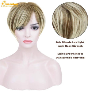 Pixie Layered Short Blonde Wigs for White Women Black Women Human hair - Wigtrends