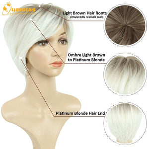 Pixie Layered Short Blonde Wigs for White Women Black Women Human hair - Wigtrends