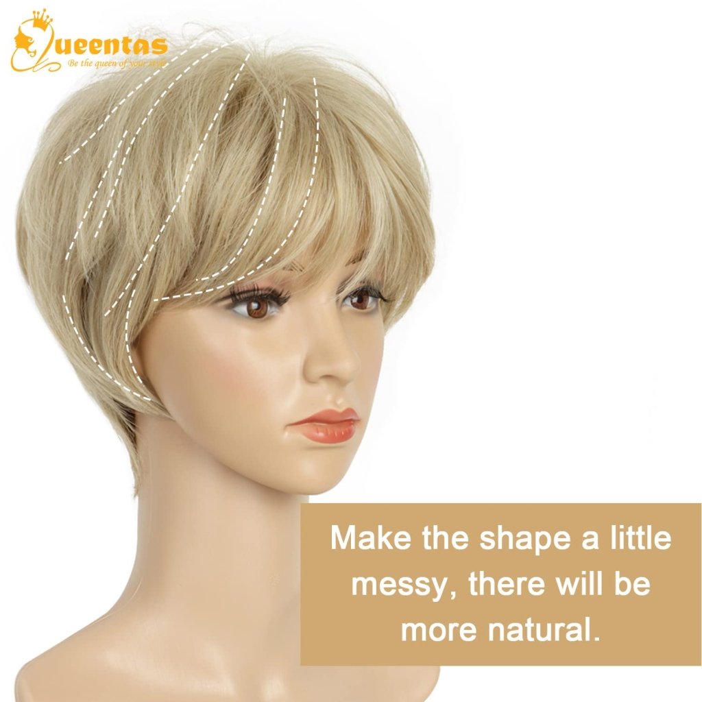 Pixie Layered Short Blonde Wigs for White Women Black Women Human hair - Wigtrends