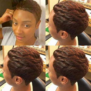 Pixie Wigs Short Black Wavy Layered Short Human Hair Wigs for Black Women - Wigtrends