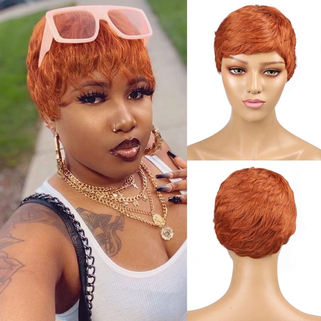 Pixie Wigs Short Black Wavy Layered Short Human Hair Wigs for Black Women - Wigtrends