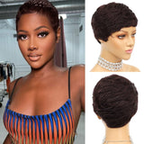 Pixie Wigs Short Black Wavy Layered Short Human Hair Wigs for Black Women - Wigtrends