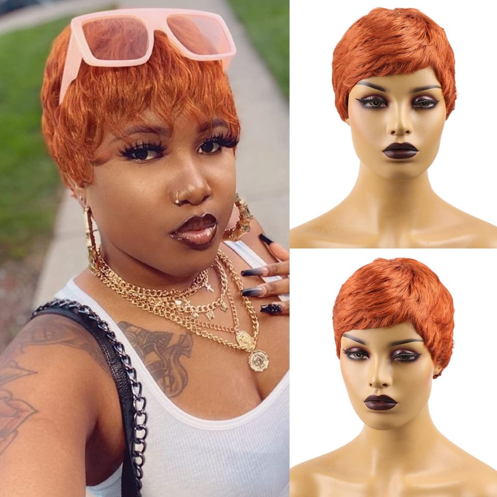 Pixie Wigs Short Black Wavy Layered Short Human Hair Wigs for Black Women - Wigtrends