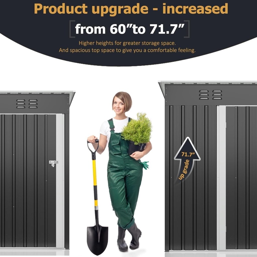 Polar Aurora 8 x 12 FT Outdoor Storage Shed, Metal Garden Shed with Updated Frame Structure, Tool Sheds for Backyard Garden Patio Lawn Black - Wigtrends