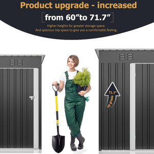 Polar Aurora 8 x 12 FT Outdoor Storage Shed, Metal Garden Shed with Updated Frame Structure, Tool Sheds for Backyard Garden Patio Lawn Black - Wigtrends