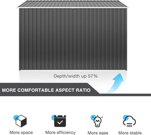 Polar Aurora 8 x 12 FT Outdoor Storage Shed, Metal Garden Shed with Updated Frame Structure, Tool Sheds for Backyard Garden Patio Lawn Black - Wigtrends
