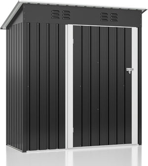 Polar Aurora 8 x 12 FT Outdoor Storage Shed, Metal Garden Shed with Updated Frame Structure, Tool Sheds for Backyard Garden Patio Lawn Black - Wigtrends