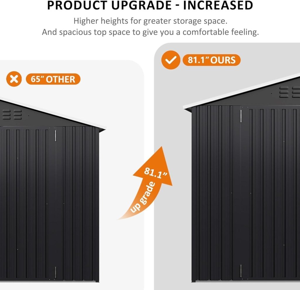 Polar Aurora 8 x 12 FT Outdoor Storage Shed, Metal Garden Shed with Updated Frame Structure, Tool Sheds for Backyard Garden Patio Lawn Black - Wigtrends