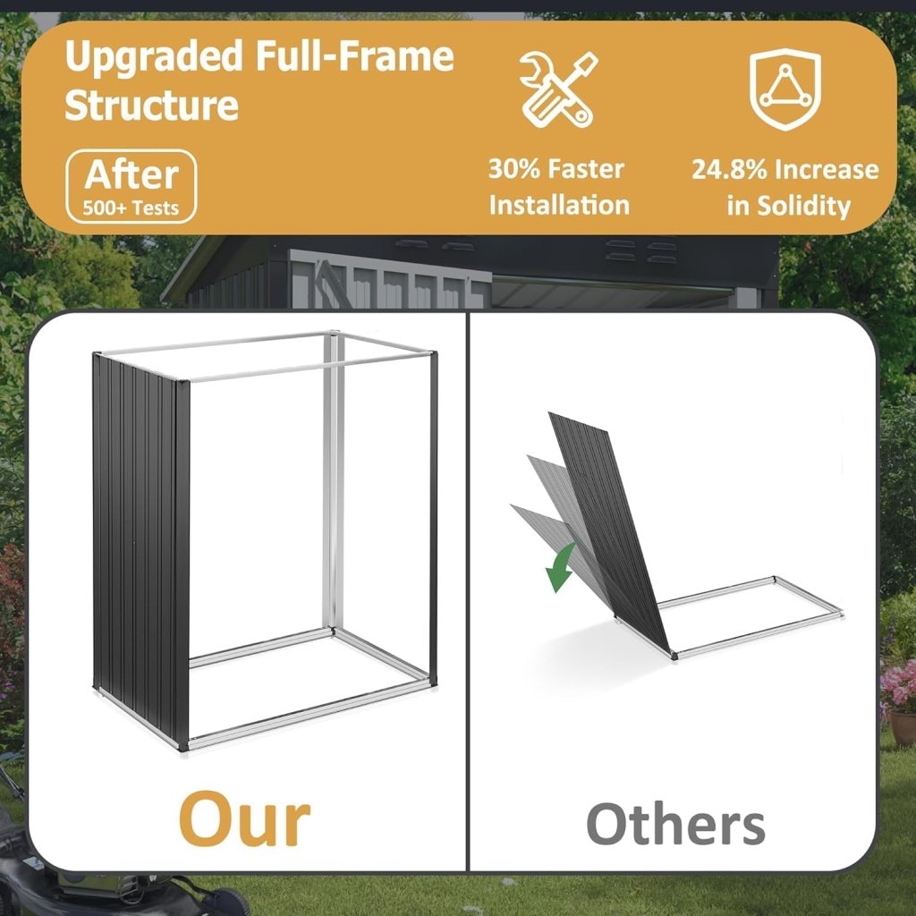 Polar Aurora 8 x 12 FT Outdoor Storage Shed, Metal Garden Shed with Updated Frame Structure, Tool Sheds for Backyard Garden Patio Lawn Black - Wigtrends