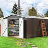Polar Aurora 8 x 12 FT Outdoor Storage Shed, Metal Garden Shed with Updated Frame Structure, Tool Sheds for Backyard Garden Patio Lawn Black - Wigtrends