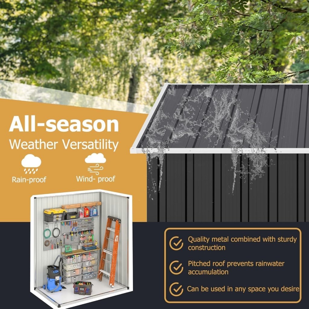 Polar Aurora 8 x 12 FT Outdoor Storage Shed, Metal Garden Shed with Updated Frame Structure, Tool Sheds for Backyard Garden Patio Lawn Black - Wigtrends