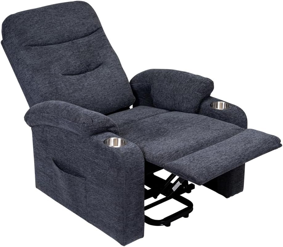 Poltrona Relax Elettrica con Sistema Lift, Massaggiante e Riscaldante con Reclinazione a Letto e Seduta Ergonomica in Tessuto - Wigtrends
