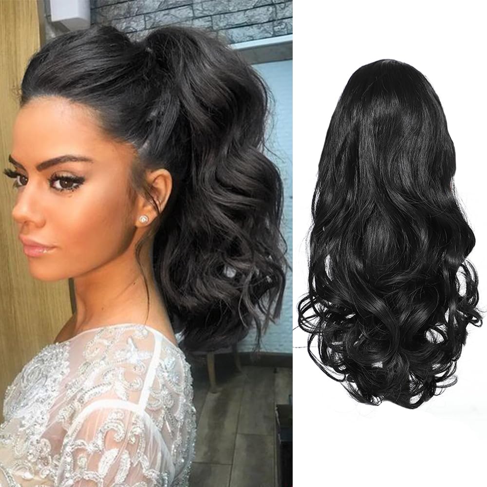 Ponytail Extension 15 Inch Drawstring Ponytail Hair Short Wavy Fake Human Hair Pieces - Wigtrends