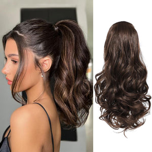 Ponytail Extension 15 Inch Drawstring Ponytail Hair Short Wavy Fake Human Hair Pieces - Wigtrends