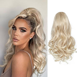 Ponytail Extension 15 Inch Drawstring Ponytail Hair Short Wavy Fake Human Hair Pieces - Wigtrends