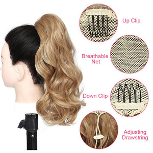 Ponytail Extension 15 Inch Drawstring Ponytail Hair Short Wavy Fake Human Hair Pieces - Wigtrends