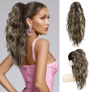 Ponytail Extension 18 Inch Claw Clip Wavy Curly in Synthetic wigs Hair piece - Wigtrends