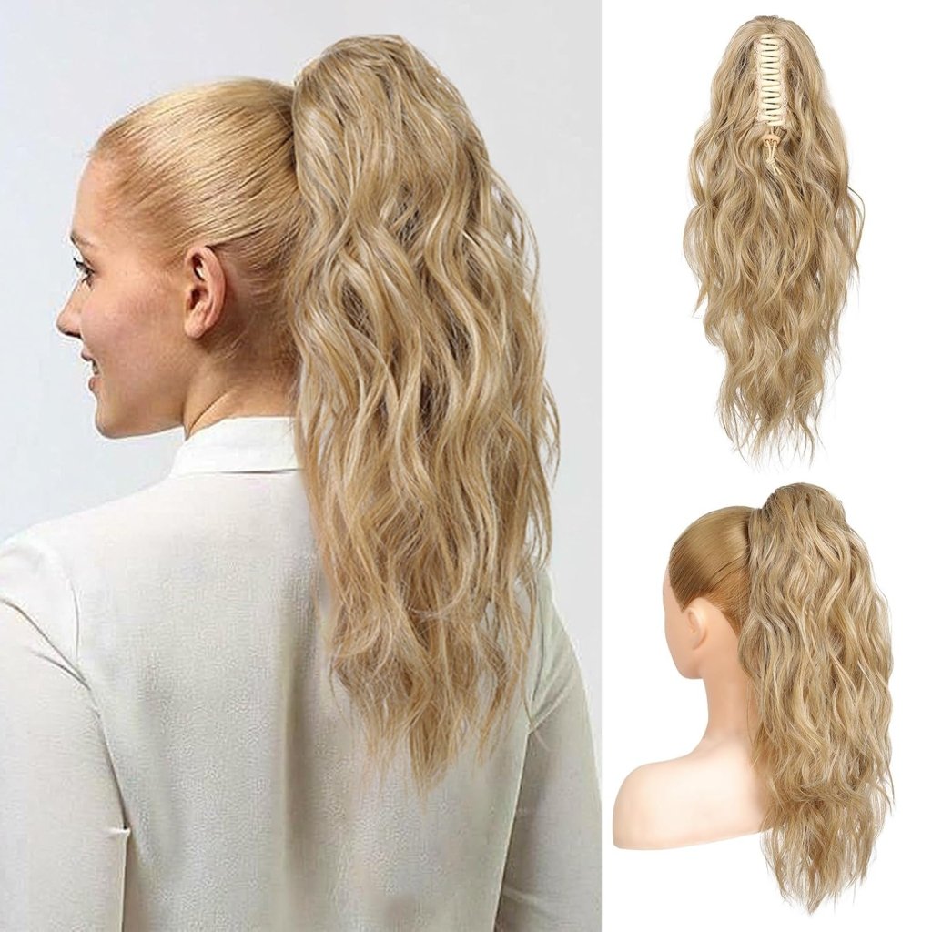 Ponytail Extension 18 Inch Claw Clip Wavy Curly in Synthetic wigs Hair piece - Wigtrends