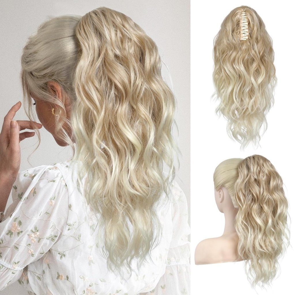 Ponytail Extension 18 Inch Claw Clip Wavy Curly in Synthetic wigs Hair piece - Wigtrends