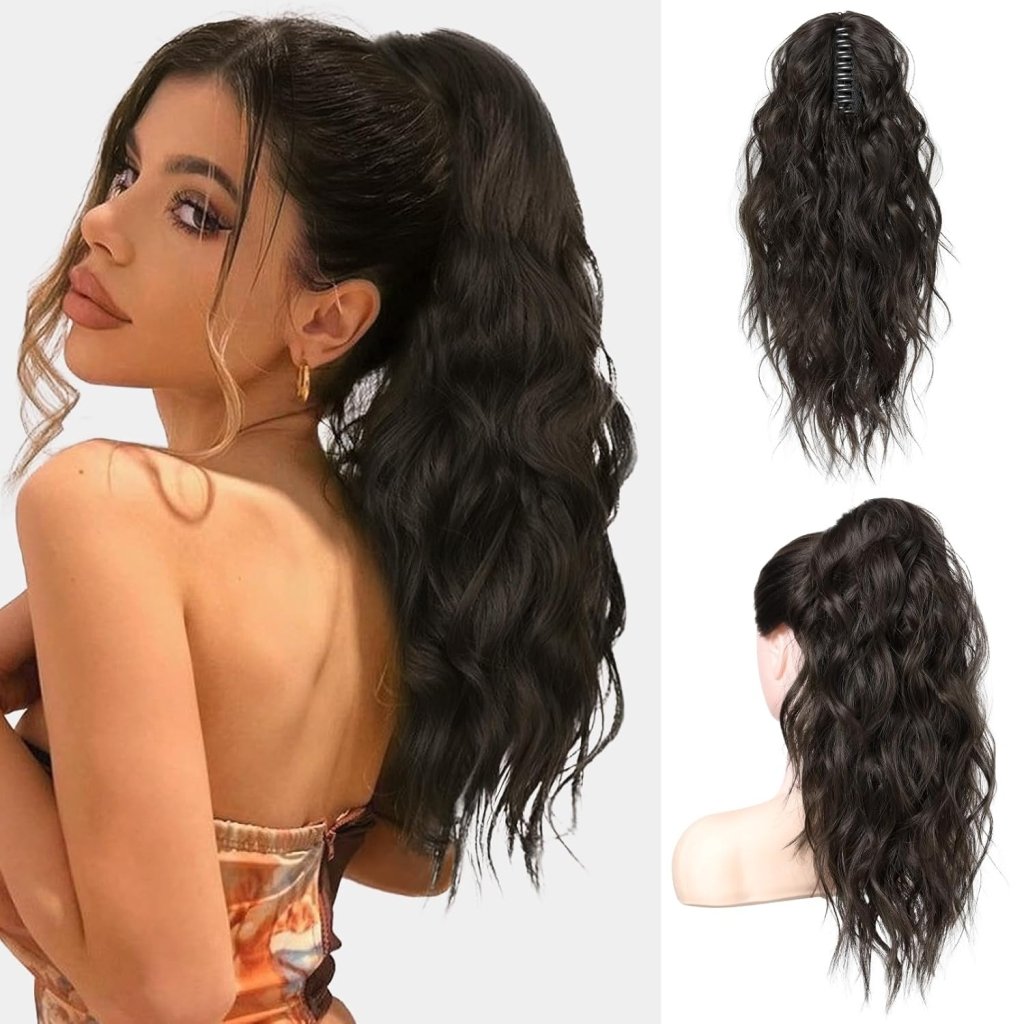 Ponytail Extension 18 Inch Claw Clip Wavy Curly in Synthetic wigs Hair piece - Wigtrends