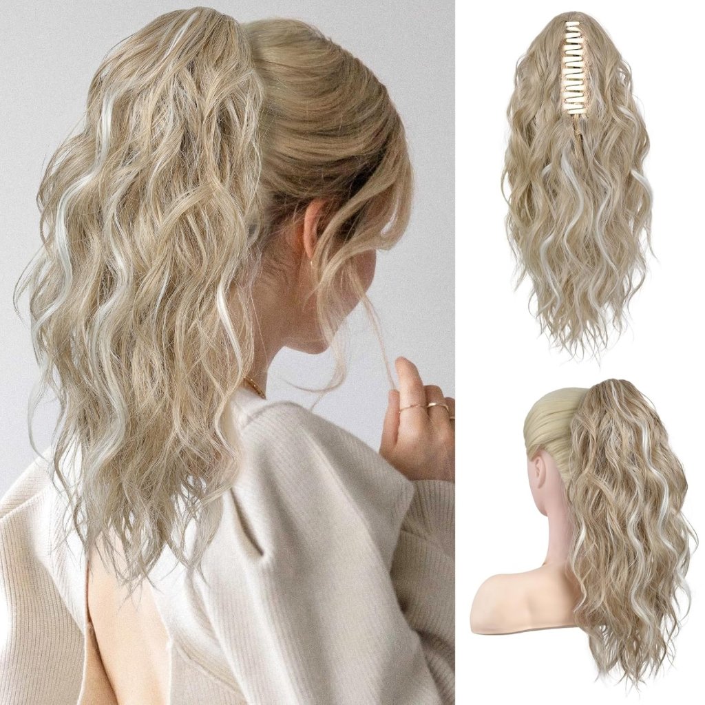 Ponytail Extension 18 Inch Claw Clip Wavy Curly in Synthetic wigs Hair piece - Wigtrends