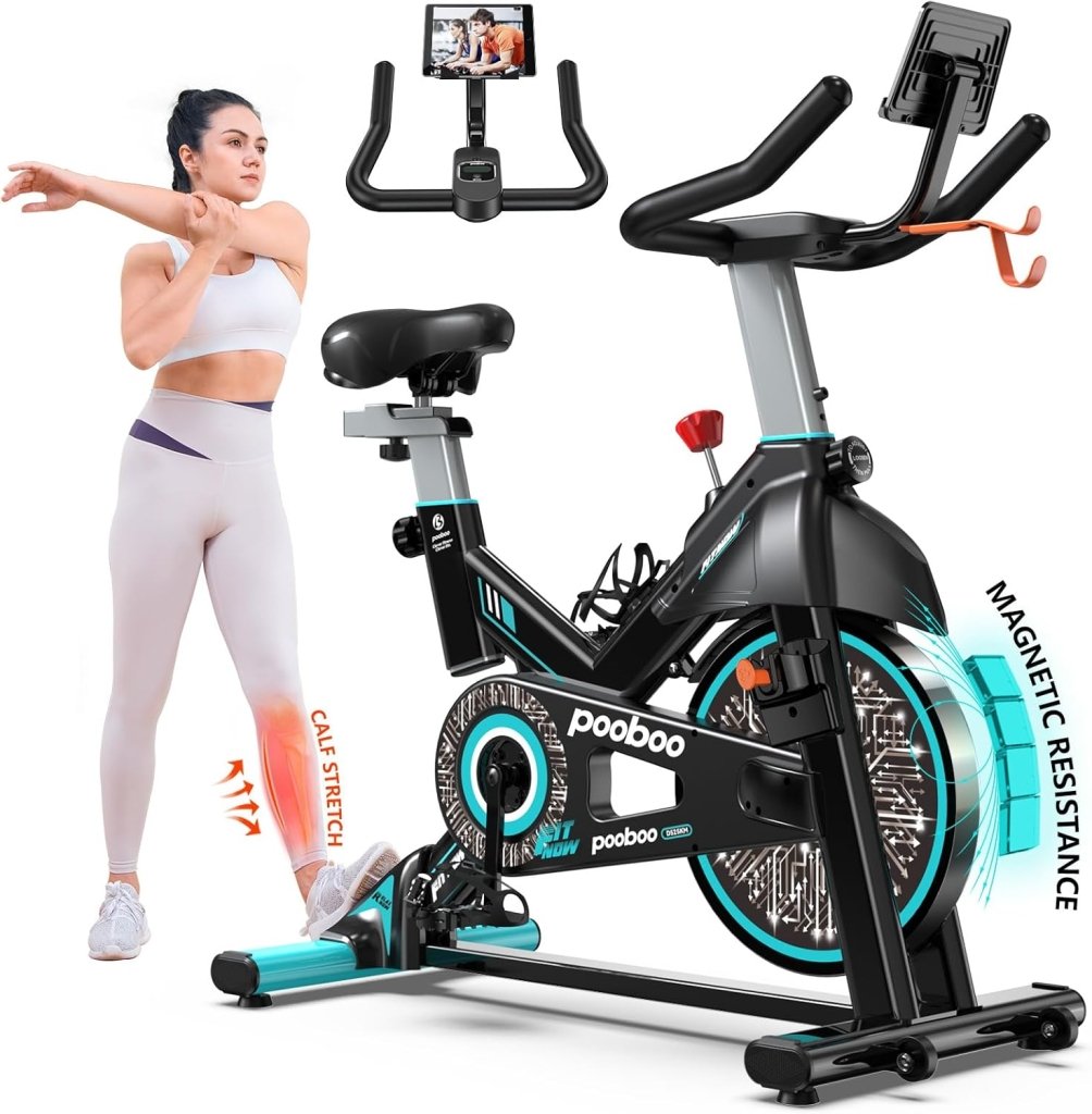 pooboo Exercise Bike, Adjustable Magnetic/Brake Pad Resistance Silent Belt Drive, Indoor Cycling Bike for Home Cardio, Fitness Stationary Bike with 350lbs/300lbs Weight Capacity &Upgraded Version Seat - Wigtrends