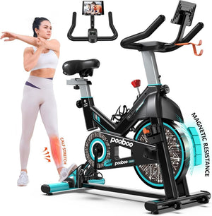 pooboo Exercise Bike, Adjustable Magnetic/Brake Pad Resistance Silent Belt Drive, Indoor Cycling Bike for Home Cardio, Fitness Stationary Bike with 350lbs/300lbs Weight Capacity &Upgraded Version Seat - Wigtrends