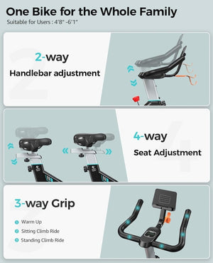 pooboo Exercise Bike, Adjustable Magnetic/Brake Pad Resistance Silent Belt Drive, Indoor Cycling Bike for Home Cardio, Fitness Stationary Bike with 350lbs/300lbs Weight Capacity &Upgraded Version Seat - Wigtrends