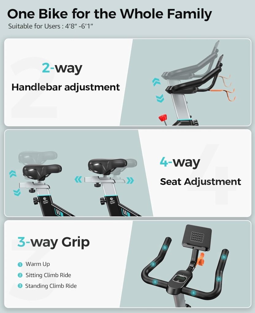 pooboo Exercise Bike, Adjustable Magnetic/Brake Pad Resistance Silent Belt Drive, Indoor Cycling Bike for Home Cardio, Fitness Stationary Bike with 350lbs/300lbs Weight Capacity &Upgraded Version Seat - Wigtrends