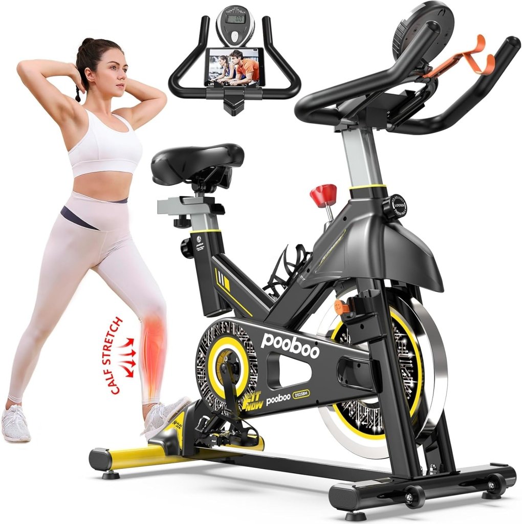 pooboo Exercise Bike, Adjustable Magnetic/Brake Pad Resistance Silent Belt Drive, Indoor Cycling Bike for Home Cardio, Fitness Stationary Bike with 350lbs/300lbs Weight Capacity &Upgraded Version Seat - Wigtrends