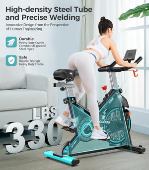 pooboo Exercise Bike, Adjustable Magnetic/Brake Pad Resistance Silent Belt Drive, Indoor Cycling Bike for Home Cardio, Fitness Stationary Bike with 350lbs/300lbs Weight Capacity &Upgraded Version Seat - Wigtrends